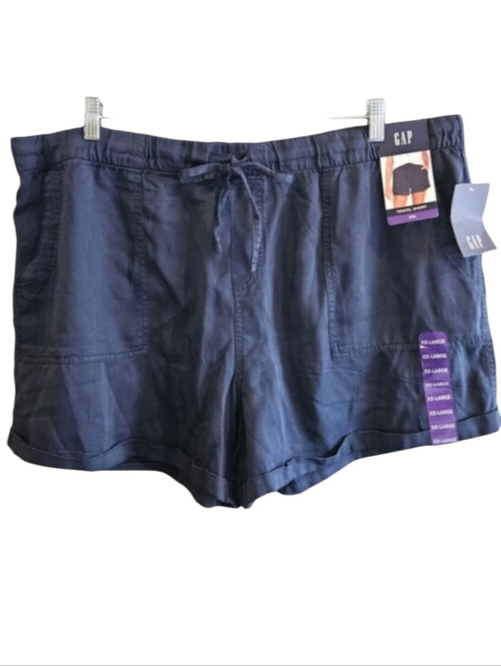 NWT! GAP XXL Tencel Shorts Pull On Elastic Waist 2 Extra Large Navy Blue NEW